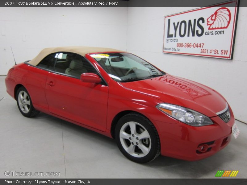 Absolutely Red / Ivory 2007 Toyota Solara SLE V6 Convertible
