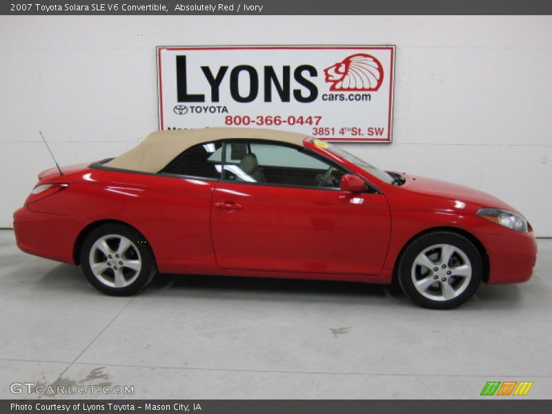Absolutely Red / Ivory 2007 Toyota Solara SLE V6 Convertible