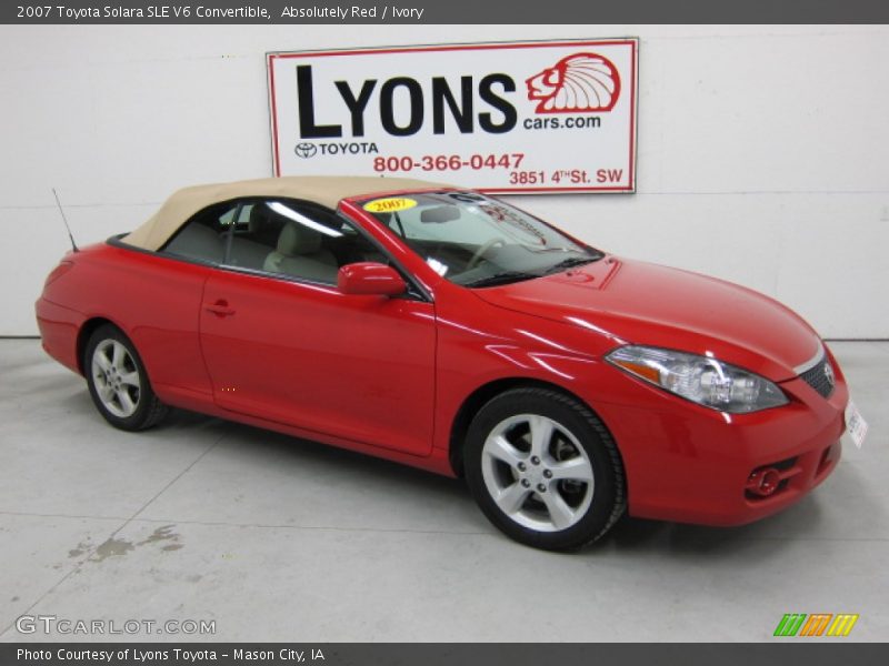 Absolutely Red / Ivory 2007 Toyota Solara SLE V6 Convertible