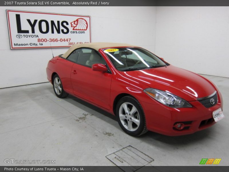 Absolutely Red / Ivory 2007 Toyota Solara SLE V6 Convertible