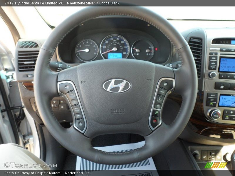 Moonstone Silver / Cocoa Black 2012 Hyundai Santa Fe Limited V6