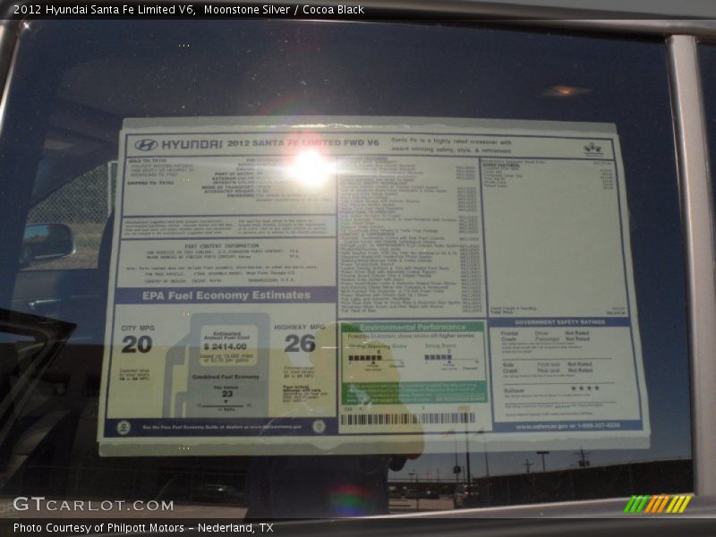 Moonstone Silver / Cocoa Black 2012 Hyundai Santa Fe Limited V6