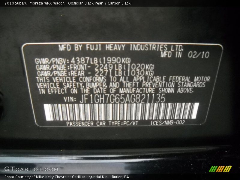 Obsidian Black Pearl / Carbon Black 2010 Subaru Impreza WRX Wagon