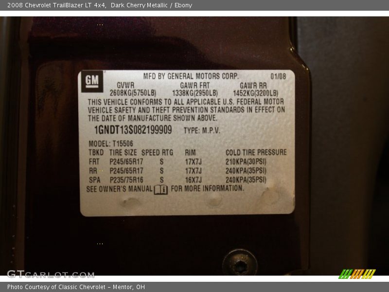 Dark Cherry Metallic / Ebony 2008 Chevrolet TrailBlazer LT 4x4
