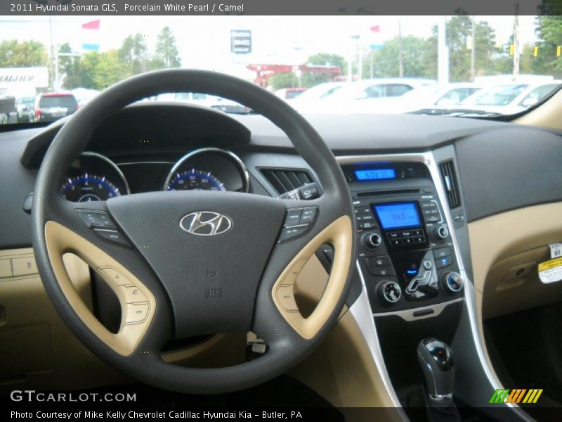 Porcelain White Pearl / Camel 2011 Hyundai Sonata GLS