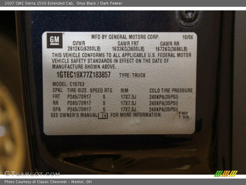 Onyx Black / Dark Pewter 2007 GMC Sierra 1500 Extended Cab
