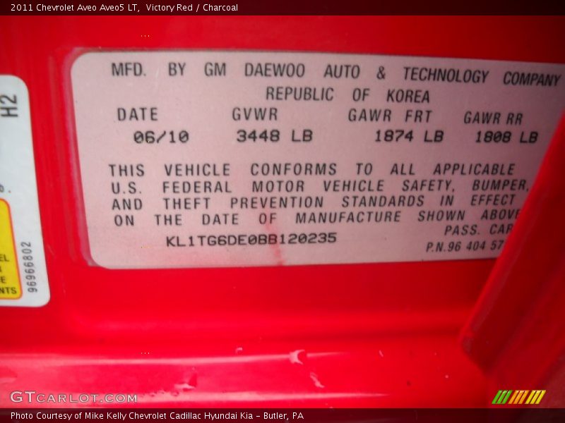 Victory Red / Charcoal 2011 Chevrolet Aveo Aveo5 LT