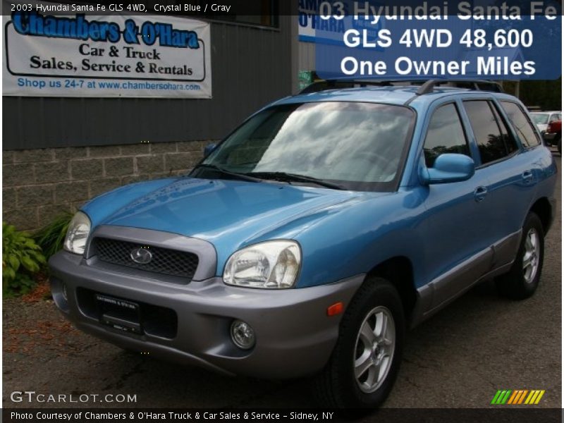 Crystal Blue / Gray 2003 Hyundai Santa Fe GLS 4WD