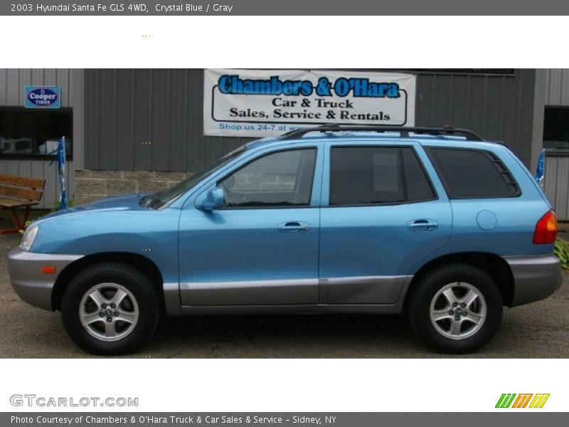 Crystal Blue / Gray 2003 Hyundai Santa Fe GLS 4WD