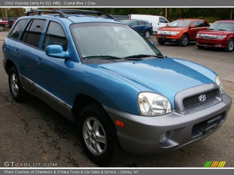 Crystal Blue / Gray 2003 Hyundai Santa Fe GLS 4WD