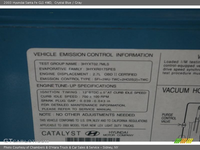 Crystal Blue / Gray 2003 Hyundai Santa Fe GLS 4WD