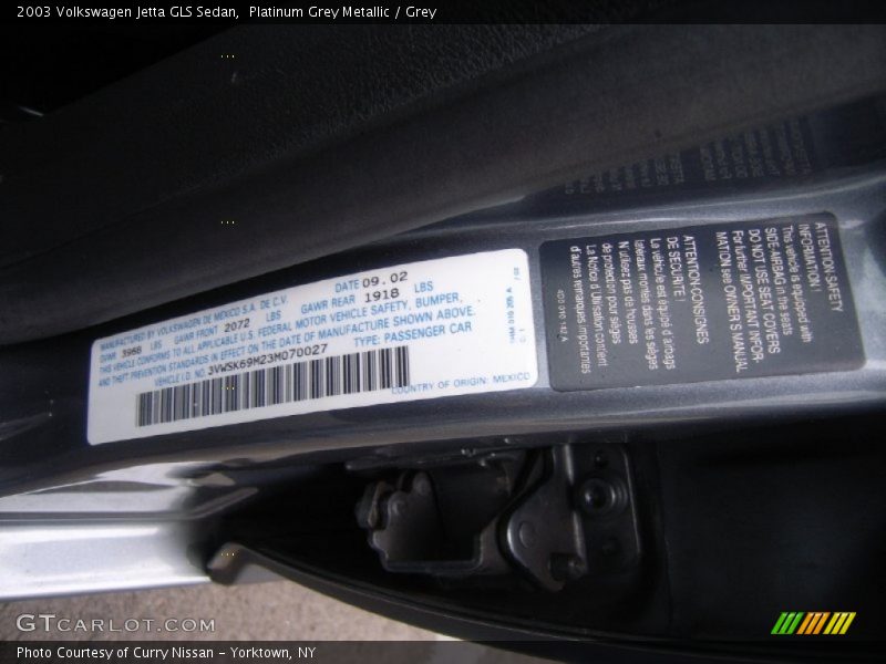 Platinum Grey Metallic / Grey 2003 Volkswagen Jetta GLS Sedan