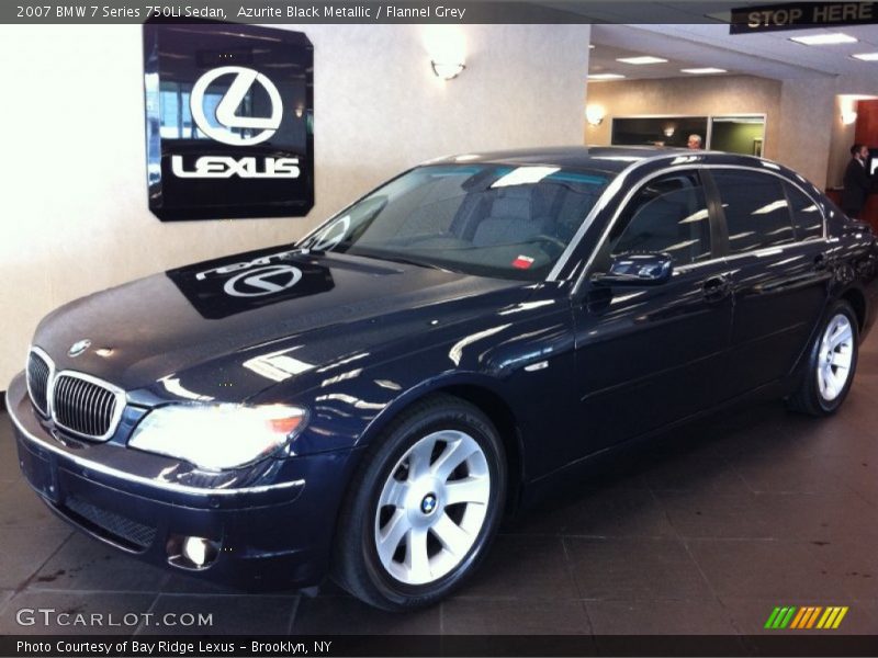 Azurite Black Metallic / Flannel Grey 2007 BMW 7 Series 750Li Sedan