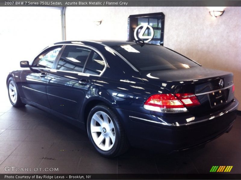 Azurite Black Metallic / Flannel Grey 2007 BMW 7 Series 750Li Sedan