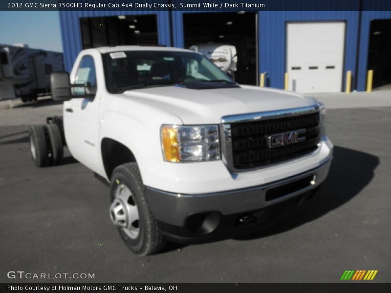 Summit White / Dark Titanium 2012 GMC Sierra 3500HD Regular Cab 4x4 Dually Chassis