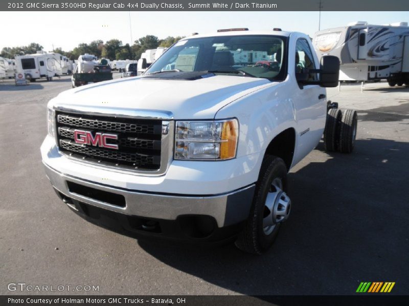 Summit White / Dark Titanium 2012 GMC Sierra 3500HD Regular Cab 4x4 Dually Chassis