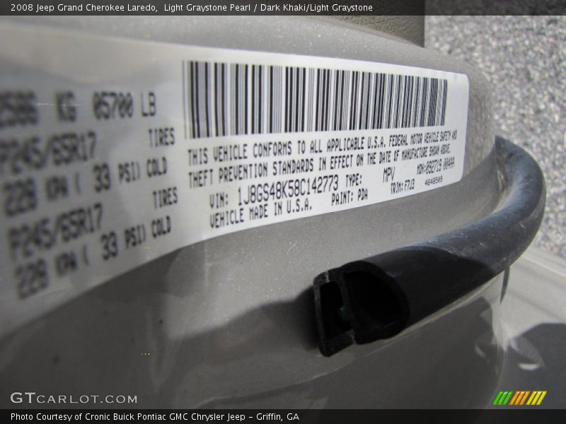 Light Graystone Pearl / Dark Khaki/Light Graystone 2008 Jeep Grand Cherokee Laredo