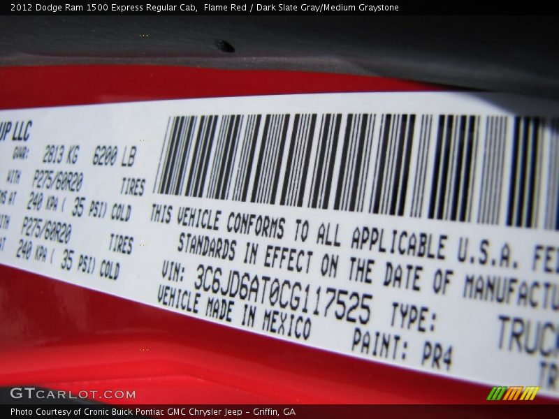 2012 Ram 1500 Express Regular Cab Flame Red Color Code PR4