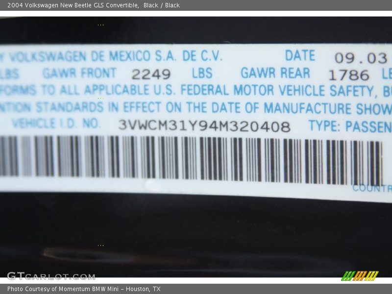 Black / Black 2004 Volkswagen New Beetle GLS Convertible