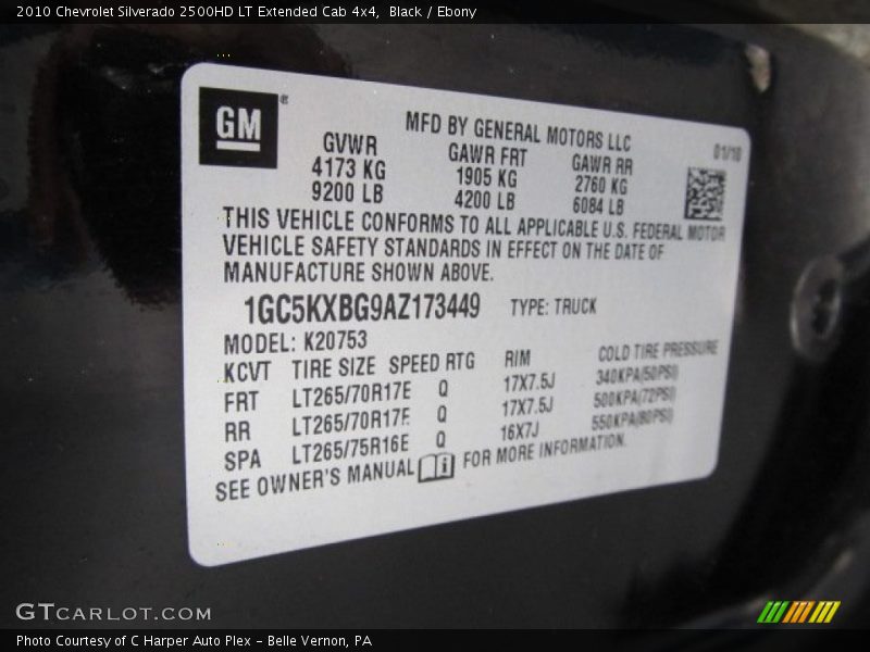 Black / Ebony 2010 Chevrolet Silverado 2500HD LT Extended Cab 4x4