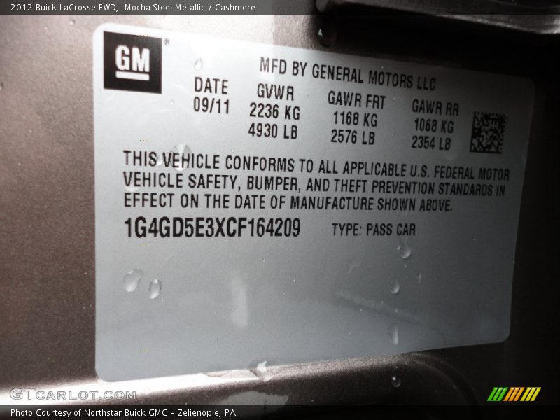 Mocha Steel Metallic / Cashmere 2012 Buick LaCrosse FWD
