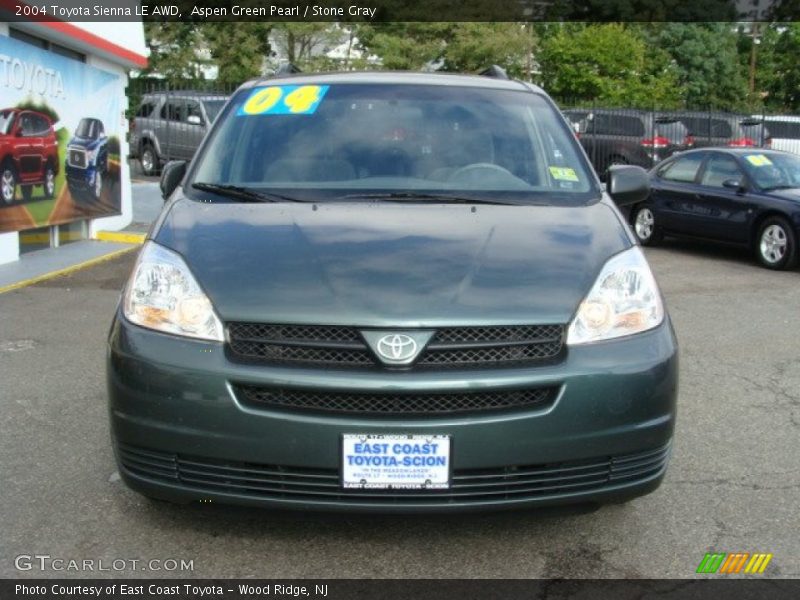 Aspen Green Pearl / Stone Gray 2004 Toyota Sienna LE AWD