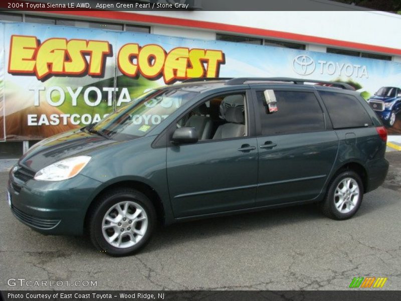 Aspen Green Pearl / Stone Gray 2004 Toyota Sienna LE AWD