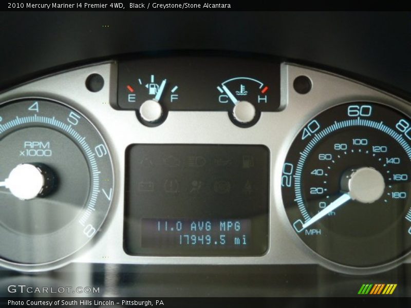 Black / Greystone/Stone Alcantara 2010 Mercury Mariner I4 Premier 4WD