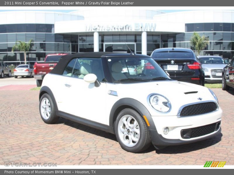 Pepper White / Gravity Polar Beige Leather 2011 Mini Cooper S Convertible
