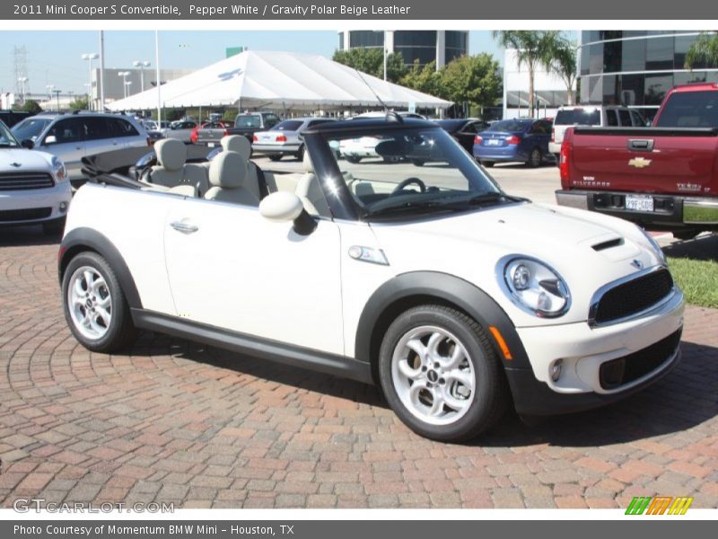 Pepper White / Gravity Polar Beige Leather 2011 Mini Cooper S Convertible