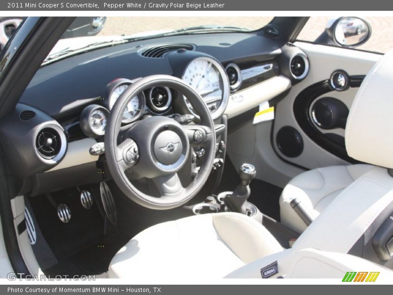 Pepper White / Gravity Polar Beige Leather 2011 Mini Cooper S Convertible