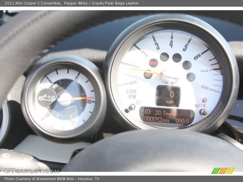 Pepper White / Gravity Polar Beige Leather 2011 Mini Cooper S Convertible