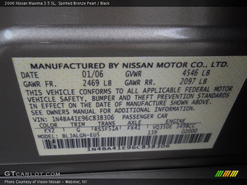 Spirited Bronze Pearl / Black 2006 Nissan Maxima 3.5 SL
