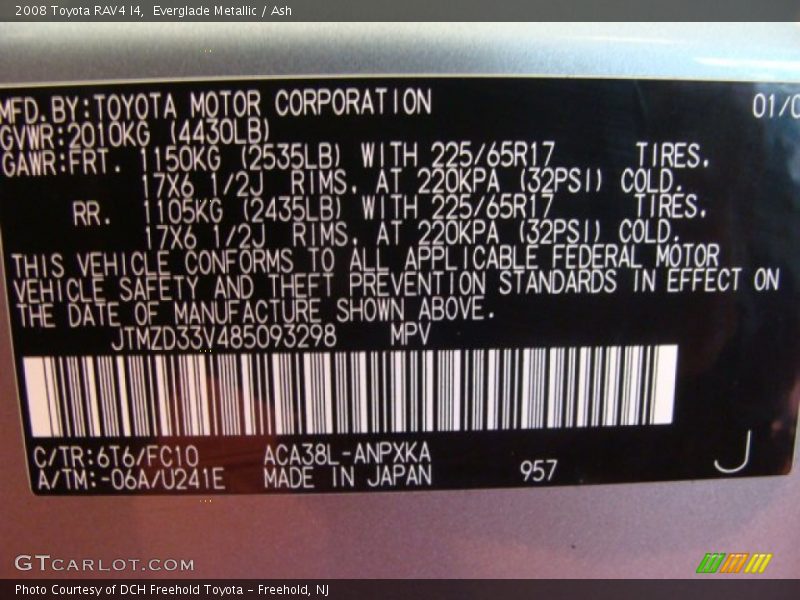 Everglade Metallic / Ash 2008 Toyota RAV4 I4