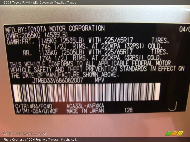 Savannah Metallic / Taupe 2008 Toyota RAV4 4WD