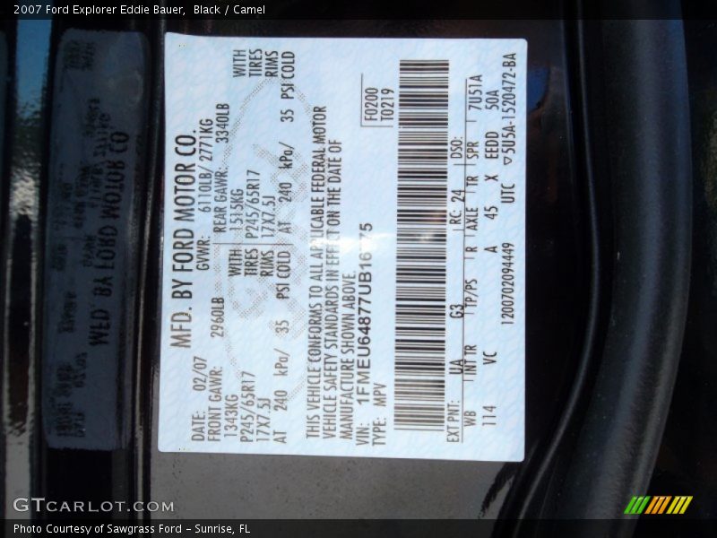 Black / Camel 2007 Ford Explorer Eddie Bauer