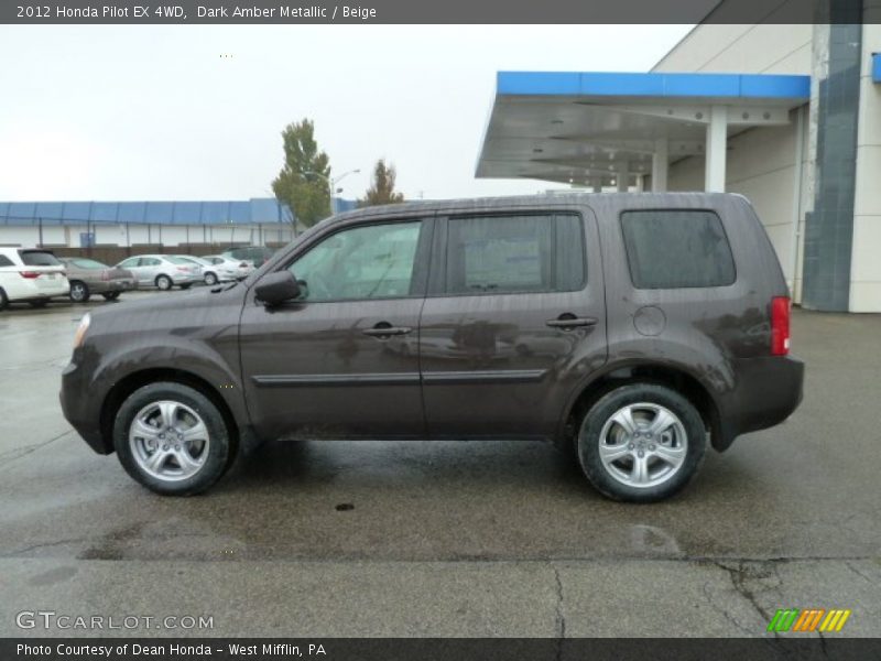 Dark Amber Metallic / Beige 2012 Honda Pilot EX 4WD