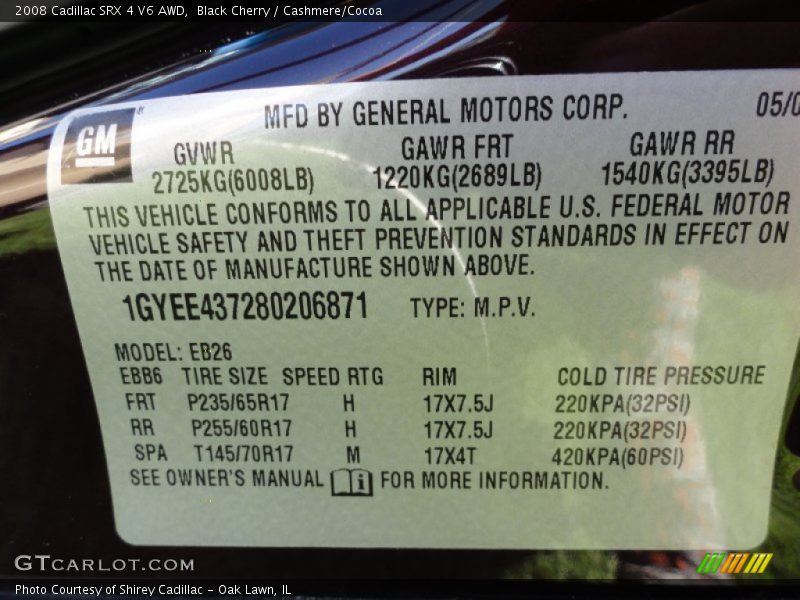 Black Cherry / Cashmere/Cocoa 2008 Cadillac SRX 4 V6 AWD