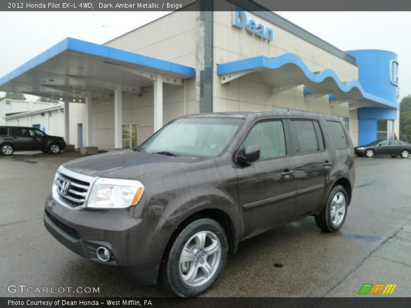 Dark Amber Metallic / Beige 2012 Honda Pilot EX-L 4WD