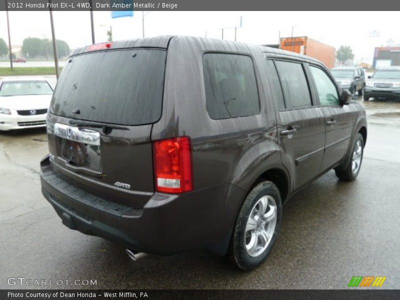 Dark Amber Metallic / Beige 2012 Honda Pilot EX-L 4WD