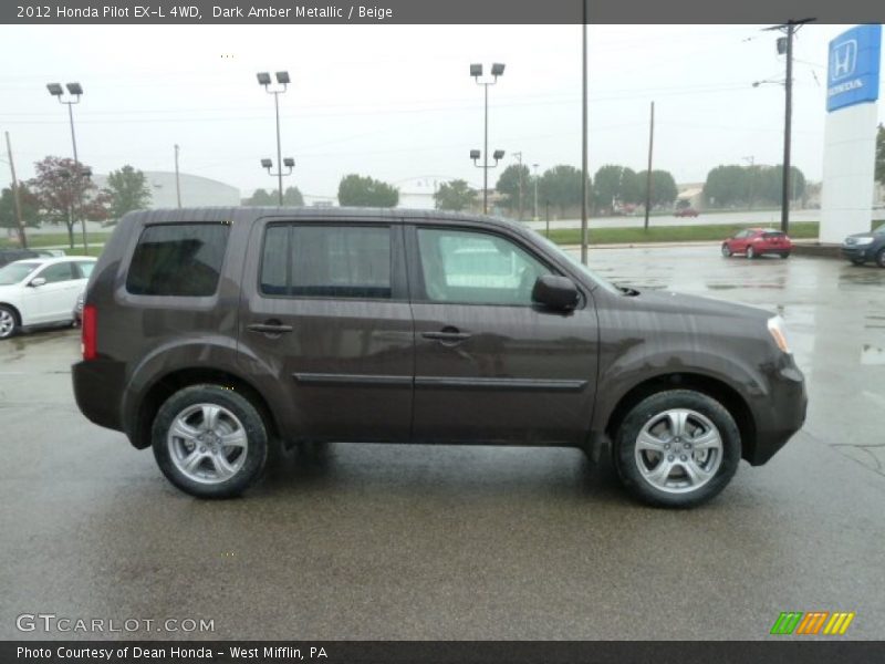 Dark Amber Metallic / Beige 2012 Honda Pilot EX-L 4WD