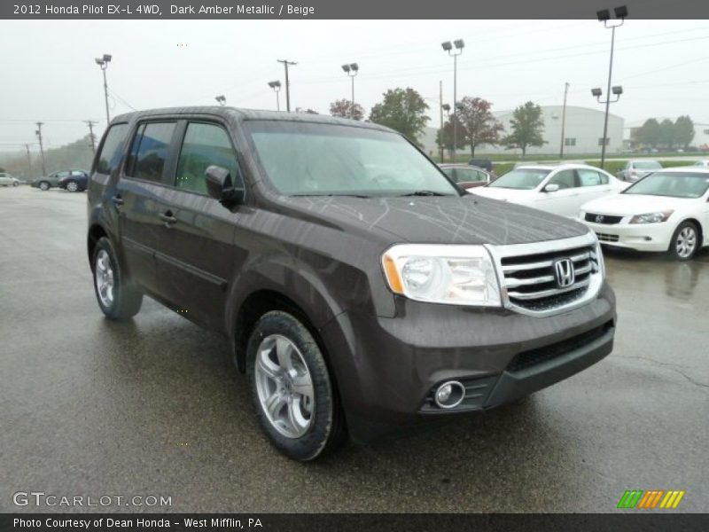 Dark Amber Metallic / Beige 2012 Honda Pilot EX-L 4WD