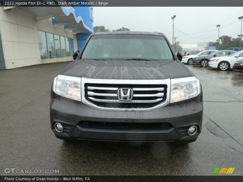 Dark Amber Metallic / Beige 2012 Honda Pilot EX-L 4WD