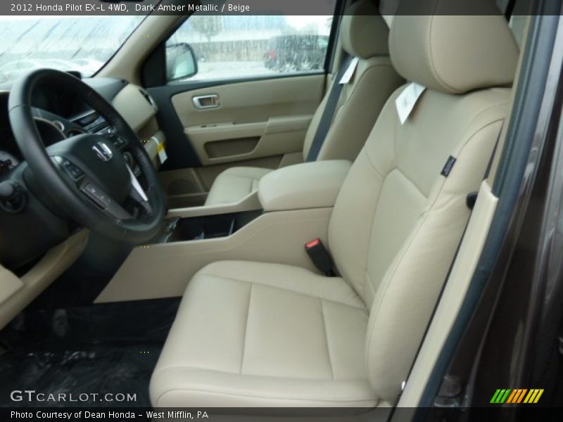 Dark Amber Metallic / Beige 2012 Honda Pilot EX-L 4WD