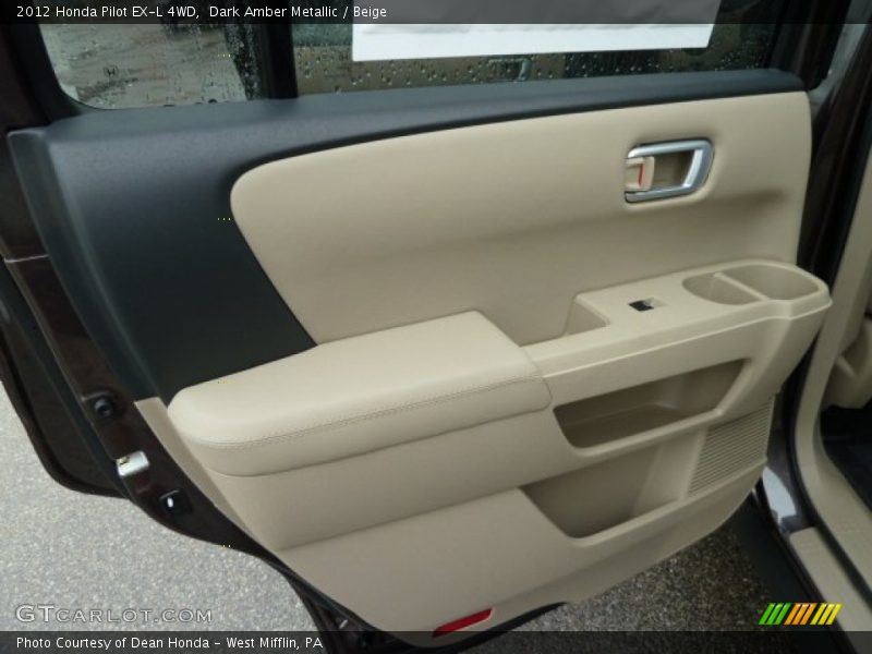 Dark Amber Metallic / Beige 2012 Honda Pilot EX-L 4WD