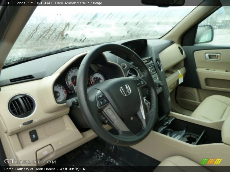 Dark Amber Metallic / Beige 2012 Honda Pilot EX-L 4WD