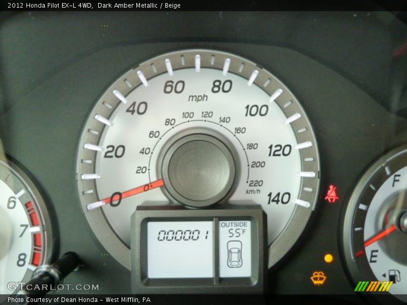Dark Amber Metallic / Beige 2012 Honda Pilot EX-L 4WD
