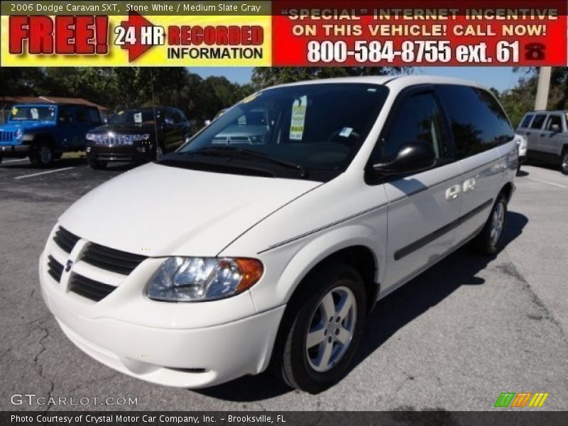 Stone White / Medium Slate Gray 2006 Dodge Caravan SXT