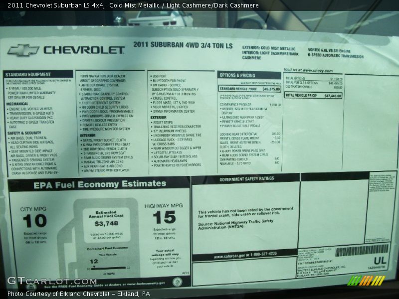  2011 Suburban LS 4x4 Window Sticker