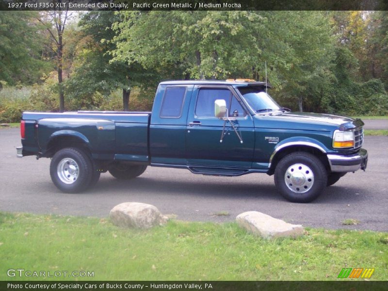 Pacific Green Metallic / Medium Mocha 1997 Ford F350 XLT Extended Cab Dually